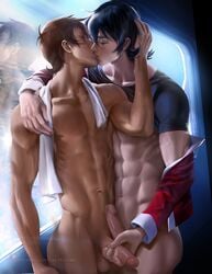 2boys 5_fingers abs artist_name athletic biceps big_penis blue_hair brown_hair closed_eyes color colored dark_hair english english_text erect_penis erection exposed_penis eyes_closed fit french_kiss french_kissing gay hand_on_head hand_on_penis hand_on_shoulder holding_penis human human_only indoors jacket keith_kogane kiss kissing lance_mcclain large_penis light-skinned_male male male_nipples male_only multiple_boys muscle muscle_tone muscles muscular muscular_male naked navel nude nude_male nudity patreon penis penis_grab penis_out reflection round_ears sakimichan sex shirt shirt_up shirtless short_hair short_sleeves simple_background standing tan tan_skin testicles text toned toned_male towel uncensored url veins voltron voltron:_legendary_defender watermark yaoi