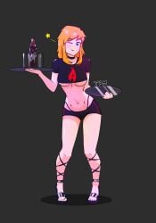 female oc orange_hair tam_m3_(artist) thighs wink