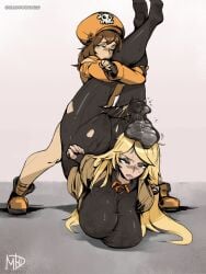 1futa 1girls bodysuit clothed clothing condom cum duo ejaculation female futa_on_female futanari guilty_gear human intersex madd_horner may_(guilty_gear) millia_rage mostly_clothed orgasm outercourse sex_under_clothes tagme variant_set