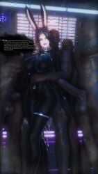 1girls 3d big_breasts blacked bunny_ears choker clothing collar cum cum_drip cum_on_breasts cum_on_face cutebuneira dark-skinned_male dark_skin female final_fantasy_xiv free_use gpose(ffxiv) grabbing handjob imminent_rape interracial latex latex_clothing latex_suit male muscular muscular_male original_character qos qos_tattoo queen_of_spades rapebait sex_slave slave smile snowbunny surrounded viera voluptuous