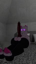 balls bed canine_penis deltarune femboy glasses horns knot knotted_penis laying_down laying_on_bed male nude nude_male penis ralsei ralsei_(cryptiacurves) thighhighs vrchat vrchat_avatar vrchat_media vrchat_model white_fur