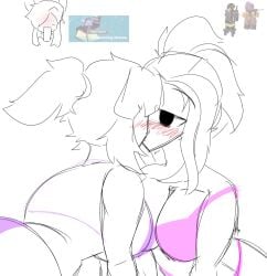 2girls artist_request bikini blush breasts cleavage eclipse_commander engineer_(tds) female female_only kissing meme_in_the_background pink_bikini purple_bikini reference_image roblox roblox_game robloxian sketch source_request tagme tower_defense_simulator yuri