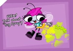 2023 4_arms antennae_(anatomy) anthro bug dialogue disney disney_channel english_text fart fart_cloud fart_fetish farting female fly freckles insects maggie_pesky onomatopoeia skirt skirt_lift skirt_lifting_fart sorollos the_buzz_on_maggie toon_disney wings