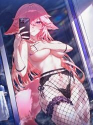 1girls absurd_res alternate_costume animal_ear_fluff animal_ears areola_slip bare_shoulders bathroom big_breasts black_garter_belt black_gloves black_panties black_pantyhose blush bottle bow_panties bra breast_hold breasts bridal_garter bridal_gauntlets cellphone cleavage clothing_cutout collarbone covered_navel covering_breasts covering_crotch covering_nipples covering_privates cowboy_shot dutch_angle ear_piercing earrings elbow_gloves female female_only female_pov fingerless_gloves fingernails fishnet_gloves fishnet_pantyhose fishnet_thighhighs fishnets floppy_ears flower_tattoo fox_ears fox_girl fox_tail frilled_panties garter_belt genshin_impact gloves grin groin hair_between_eyes hair_ornament hair_over_one_eye hand_on_own_chest hand_up heart heart_tattoo high-waist_pantyhose highleg highleg_panties holding holding_phone indoors jewelry lace lace-trimmed_panties lace_gloves lace_panties lace_trim large_breasts light-skinned_female lingerie long_fingernails long_hair looking_at_mirror looking_at_phone looking_at_viewer ministro mirror mitsudomoe_(shape) multi-strapped_panties nail_polish navel navel_piercing no_bra one_eye_covered open_mouth panties panties_under_pantyhose panty_straps pantyhose parted_lips phone piercing pink_hair pink_nails pink_tail pubic_tattoo purple_eyes purple_nails reflection selfie shower_(place) side-tie_panties sidelocks smartphone smartphone_case smile solo standing steam steaming_body stomach stomach_tattoo string_panties sweat tail taking_picture tattoo teeth thick_thighs thigh_strap thighhighs thighs thong topless towel underboob underwear underwear_only unmoving_pattern very_long_hair wet wet_hair white_gloves yae_miko