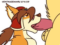 animated canid canine clothing cum cum_in_mouth cum_inside deep_throat deepthroat_no_hands duo eyewear goggles male mammal oral oral_sex penis ponytail red_savarin scar solatorobo solo_focus throat_barrier ventkazemaru video_games yaoi