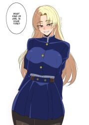 1female 1girls 2d big_ass big_breasts blonde_hair breasts color cosplay female female_focus female_only gato_gratam jujutsu_kaisen sexy thick thick_ass thick_thighs thighs yuki_tsukumo