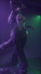 anthro blender five_nights_at_freddy's five_nights_at_freddy's:_security_breach glowing_eyes nude pose roxanne_wolf_(fnaf) spotlight strikefrommidnight wolf