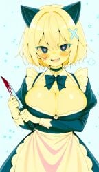 ai_generated big_breasts gigantic_breasts huge_breasts knife maid maid_uniform tagme
