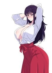 1girls 2d big_ass big_breasts breasts breasts_out colored female female_focus female_only gato_gratam jujutsu_kaisen looking_at_viewer purple_hair utahime_iori