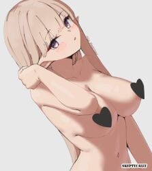 1girls 2d 2d_(artwork) 2d_artwork areola_slip areolae_slip bare_arms bare_belly bare_breasts bare_chest bare_hands bare_midriff bare_navel bare_nipples bare_shoulders bare_skin bare_tits bare_torso belly belly_button big_breasts blunt_bangs blush blush_face blushing_at_viewer blushing_female blushing_lines breasts brown-haired_female brown_hair busty busty_female busty_girl censored censored_breasts censored_nipples collarbone digital digital_art digital_drawing digital_drawing_(artwork) digital_media digital_media_(artwork) elbows elf elf_ear elf_ears elf_female elf_girl exposed_arms exposed_belly exposed_breasts exposed_chest exposed_midriff exposed_navel exposed_nipples exposed_shoulders exposed_skin exposed_torso eyebrows_visible_through_hair female female_focus female_only head_tilt heart_censor inframammary_fold large_boobs large_breasts lean_figure long_hair looking_at_viewer midriff narrow_waist navel oc original original_art original_artwork original_character pointy_ears purple-eyed_female purple_eyes shoulders simple_background skeptycally slender_body slender_waist slim_waist solo tilted_head upper_body white_background