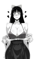 1female 1girls 2d big_breasts big_hips black_and_white bra breasts female female_focus female_only gato_gratam jujutsu_kaisen looking_at_viewer love monochrome thick thick_ass thick_thighs thighs undressing utahime_iori