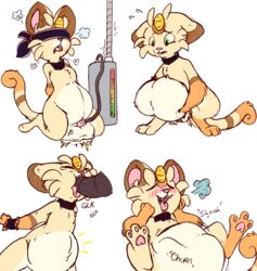 alternate_color anthro hyper inflation machine male male_focus meowth nintendo original_character penis pokémon_(species) pokemon stomach_bulge thornbeast video_games