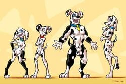 101_dalmatian_street 3_toes animal_genitalia anthro ass balls bassybird breasts canid canine canis collar dalmatian delilah_(101_dalmatians) digitigrade disney dolly_(101_dalmatians) domestic_dog doug_(101_dalmatians) dylan_(101_dalmatians) family female group male mammal nipples nude pussy sheath toes