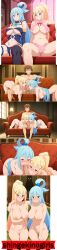 1boy 2girls 2girls1boy ai_generated anime aqua_(konosuba) aqua_eyes aqua_hair blonde_hair blowjob blue_eyes breasts_out cooperative_fellatio darkness_(konosuba) deepthroat fellatio konosuba konosuba:_god's_blessing_on_this_wonderful_world! nipples oral oral_penetration oral_sex pussy sex shingekinogirls threesome