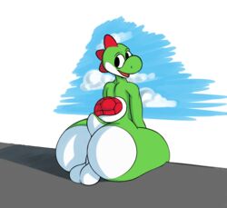 ass balls big_ass big_butt bubble_ass bubble_butt butt dat_ass femboy girly green_yoshi huge_ass looking_back male male_only mammal mario_(series) nintendo nude open_mouth presenting presenting_hindquarters reptile scalie simple_background smile solo thick_ass video_games vun yoshi