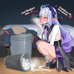 1girls ai_generated aroused bed bedroom blush clothed_female clothing dripping dripping_pussy drool drooling female female_pervert full_body highres pervert pervert_female pussy renz3n rolling_eyes saliva saliva_trail smell smelly sniffing solo tagme text thighs tissue trembling used_tissue vivian_(zenless_zone_zero) wet wet_pussy zenless_zone_zero