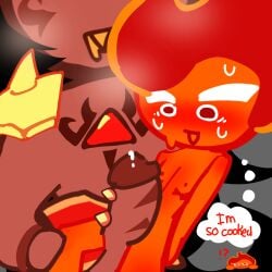 big_penis burning_spice_cookie fire_spirit_cookie heavy_blush heavy_breathing male mastectomy_scar nervous nervous_smile penis size_comparison size_difference top_surgery_scars transgender transmasc