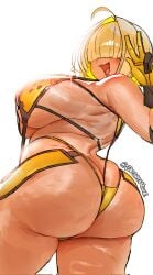 1female 1girls 2025 2d 2d_(artwork) ass big_ass big_breasts big_butt bikini breasts elegg_(nikke) female female_only goddess_of_victory:_nikke hair_over_eyes rear_view simple_background solo solo_female vacantstone white_background