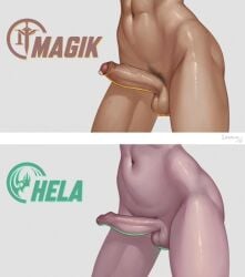 erection foreskin futanari hela hela_(marvel_rivals) intersex lanoun magik_(illyana_rasputin) magik_(marvel_rivals) marvel marvel_rivals penis uncircumcised