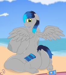 2019 anthro anus ass beach big_breasts breasts cogsfixmore equine fan_character female hi_res huge_breasts mammal my_little_pony nude pegasus seaside smile solo thick_thighs wings