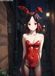 1girls 2d ai_generated areolae armpit bare_arms bare_legs bare_shoulders belly black_hair breasts bunny_ears bunny_girl bunnysuit chest cleavage curvy curvy_figure cute cute_face defeated detailed eyelashes eyeshadow female female_only fishnets fit fit_female focus grey_hair hair high_quality kaguya-sama_wa_kokurasetai_~tensai-tachi_no_renai_zunousen~ legs leotard light-skinned_female light_skin lips lipstick looking_at_viewer makeup mascara medium_breasts nervous outdoors pale-skinned_female pale_skin perky_breasts petite petite_body playboy_bunny posing public red_eyes scared scared_expression seductive seductive_look shinomiya_kaguya shy sidelocks slim_girl slim_waist stable_diffusion tagme teenager thighs thin_waist young