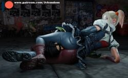 1boy 1girls 3d absurd_res arrogant ass batman:_arkham_knight batman_(series) beaten black_hair blender breast_smother breasts catfight choking dc dc_comics defeated dominant dominant_female domination dominatrix face_in_ass female female_domination femdom fortnite fortnite:_battle_royale harley_quinn harley_quinn_(arkham) harley_quinn_(suicide_squad_game) head_between_legs head_between_thighs headscissor headscissors helpless highres humiliated humiliating humiliation jpeg jvfemdom legs light-skinned_female light_skin long_hair looking_pleasured pinned pinned_down robin_(dc) robin_(fortnite) robin_(tim_drake) sadism sadistic sadistic_female short_hair smile smirk smothered smothering smug smug_face smug_grin straddling submission submission_hold submissive suffocation suicide_squad suicide_squad:_kill_the_justice_league swimsuit tim_drake utter_domination