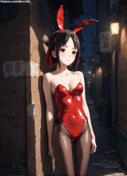 1girls 2d ai_generated areolae armpit bare_arms bare_legs bare_shoulders belly black_hair breasts bunny_ears bunny_girl bunnysuit chest cleavage curvy curvy_figure cute cute_face defeated detailed eyelashes eyeshadow female female_only fishnets fit fit_female focus grey_hair hair high_quality kaguya-sama_wa_kokurasetai_~tensai-tachi_no_renai_zunousen~ legs leotard light-skinned_female light_skin lips lipstick looking_at_viewer makeup mascara medium_breasts nervous outdoors pale-skinned_female pale_skin perky_breasts petite petite_body playboy_bunny posing public red_eyes scared scared_expression seductive seductive_look shinomiya_kaguya shy sidelocks slim_girl slim_waist stable_diffusion tagme teenager thighs thin_waist young