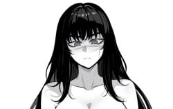 1female 1girls 2d big_breasts black_and_white breasts chainsaw_man female female_focus female_only gato_gratam looking_at_viewer mitaka_asa thick yoru_(chainsaw_man)