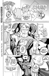 bodysuit boner_in_pants boots candy-fluffs digimon dominatrix doujin doujinshi erection_under_clothes female femdom ladydevimon latex love monster_girl parody right_to_left rubbing seductive self_insert teasing