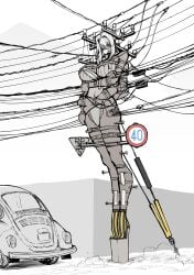 1girls anthro anthropomorphic big_breasts breasts car clothed clothed_female dark-skinned_female dark_skin female female_focus female_only giantess gijinka heels high_heels large_boobs large_breasts long_hair long_hair_female mini_giantess momizikurihachi personification sleeping