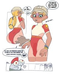 1boy blush blushing bracelet bracelets crossdressing femboy femboy_focus girly high_cut_swimsuit lifeguard lifeguard_swimsuit male male_focus nintendo octoling octoling_boy ra4s splatoon splatoon_(series) surprised surprised_expression swimsuit swimwear tan_body tan_lines tan_skin
