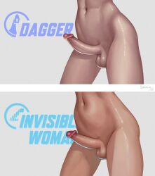 circumcised dagger_(marvel) dagger_(marvel_rivals) erection foreskin futanari intersex invisible_woman invisible_woman_(marvel_rivals) lanoun marvel marvel_rivals penis uncircumcised