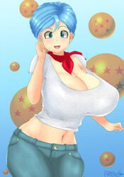 1girls blue_eyes blue_hair bulma_briefs cameltoe cleavage curvy dragon_ball erect_nipples female huge_areolae huge_ass huge_breasts midraw puffy_nipples short_hair thick_lips tight_clothing voluptuous wide_hips