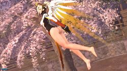 1girls 3d ass blonde_hair durabo feet female female_only legs mercy overwatch solo