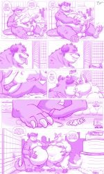 2025 3_toes 4_fingers absurd_res anthro areola balls belly big_balls big_belly big_penis bodily_fluids canid canine car city claws comic dialogue drooling duo english_text feet finger_claws fingers fox genitals growing growth hi_res horn kaiju kiss_on_lips kissing low_contrast macro male male/male mammal monochrome monster moobs nipples nude_anthro nude_male obese obese_anthro obese_male overweight overweight_anthro overweight_male penis reptile rumble_(movie) saliva scalie sharp_teeth speech_bubble spirit_(spirited_fox) spirited_fox steve_(rumble) teeth text toe_claws toes tongue tongue_out truck vehicle vein veiny_penis