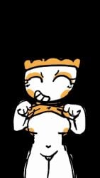 animated blush dandy's_world holding_dress naked naked_female sensealwm swaying_breasts swaying_hips teagan_(dandy's_world)