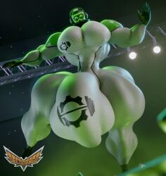 1boy 3d 3d_(artwork) 3d_model 3d_render bodysuit delta-tango drone drone_drive_(deltatango) foggy fully_clothed gas_mask hyper hyper_balls hyper_bulge hyper_chest hyper_muscles hyper_penis hyper_testicles hyper_thighs looking_at_viewer male male_breasts male_only muscular muscular_abs muscular_arms muscular_legs muscular_male muscular_thighs one_leg_up solo solo_focus standing white_bodysuit wide_hips