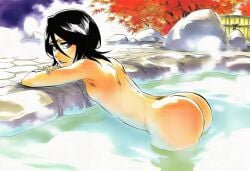 1girls accurate_art_style accurate_body_type ai-created ai_art ai_generated arm_support armpit ass ass_focus autumn_leaves back bare_arms bare_ass bare_back bare_breasts bare_shoulders bathing big_ass black_hair bleach breasts cel_shading completely_nude completely_nude_female crossed_arms depth_of_field elbow_rest female female_focus female_only fence flat_chest fog full_color gnomro hair_between_eyes head_turned high_resolution highres hot_spring in_water kuchiki_rukia large_ass large_filesize leaf leaning_forward line_art looking_at_viewer looking_back manga_style moonlight nude nude_female onsen outdoors parted_lips partially_submerged purple_eyes rock shiny_hair short_hair shoulder_length_hair side_view sideboob skinny small_breasts smile solo solo_female solo_focus steam steam_clouds stone_floor sweatdrop three-quarter_view tite_kubo_style tree v-shaped_eyebrows water wet wet_body wet_skin widescreen
