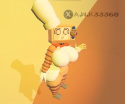 3d 3d_(artwork) anthro apron apron_only awk33368_(artist) baker big_breasts chef_hat cookieware_(die_of_death) die_of_death_(roblox) huge_breasts looking_at_viewer mommy rec_room recroom robot robot_girl safe screen_face smiling standing tall taller_female thick tv tv_head waving waving_at_viewer