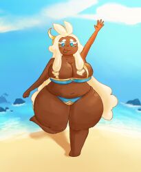 beach beach_background clothed clothed_female clothing cookie cookie_run cookie_run_kingdom female female_focus female_only harpsiechord mozzarella_cookie tagme