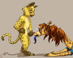 2018 4_fingers anthro barbed_penis blue_tongue brown_hair clothed clothed/nude clothed_female_nude_male clothing cum cum_on_face cumshot desmond_(zootopia_fan_character) dipstick_tail disney duo ejaculation erection eye_contact fan_character felid female fur furry furry_only giraffe giraffid gloves_(marking) grey_background hair hand_on_hip holding_penis husband_and_wife jaguar larger_female long_neck long_tongue looking_at_partner looking_down looking_up lying male male/female mammal markings masturbation molly_(zootopia_fan_character) multicolored_tail naked nude on_front open_mouth orgasm pantherine penile_masturbation penis predator/prey ring shadow simple_background size_difference smaller_male snout socks_(marking) spots spotted_tail standing straight tail tongue tongue_out w4g4 wedding_band yellow_fur yellow_tail zootopia