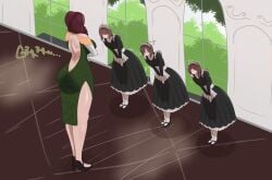 4girls female female_pred imminent_vore maid rumbling_stomach slimpdick tagme