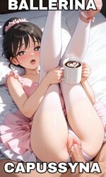 1boy 1girl 1girls ai_generated ballerina ballerina_cappuccina black_hair boy coffee coffee_cup cum dress female female_focus girl heart_shaped_pupils human italian_brainrot male male/female male_pov meme penetration pink_dress pov pussy pussy_juice tung_tung_tung_sahur tutu vaginal_penetration