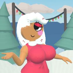 1girls 3d 3d_(artwork) 5_fingers alternate_version_available background big_breasts black_eyes blush blushcrunch_studio bottomless bottomless_female breasts christmas christmas_lights clothed clothed_female cloud clouds cookie_humanoid dandy's_world dandys_world dress eyeliner eyeshadow female female_focus female_only ginger_(dandy's_world) gingerbread_cookie gingerbread_man high_quality humanoid long_hair looking_away missing_eye mountain nature_background nsfw_version_available nude_version_available one_eye pink_blush pink_cheeks pink_makeup pose posing posing_for_picture poster rec_room recroom red_clothing red_dress red_eyeliner red_eyeshadow self_upload sfw sfw_version shaded simple_eyes simple_face sleeveless smile smiling snow snowy_background string_lights strobe_lights syntholsoul tan_body tan_skin titties tree trees white_hair winter