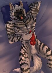 2019 abs animal_genitalia animal_penis anthro athletic balls biceps big_muscles claws cum cum_on_penis cum_string cumshot ejaculation erection fangs front_view fur grin hi_res hyaenid kinsheph knot leaking male male_only mammal masturbation muscular muscular_male nude open_mouth orgasm pecs penile_masturbation penis smile smoke_(character) solo spread_legs spreading striped_fur striped_hyena stripes teeth tongue tongue_out