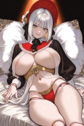 1female 1girls 2026 accessories accessory ai_assisted ai_generated alternate_costume background bed bedroom big_breasts bloodborne blush blushing_female bonnet breasts clothed clothed_female day daytime doll doll_joints egyptian egyptian_clothes egyptian_female exposing female female_focus female_only fromsoftware gold_jewelry green_eyes heavy_breathing large_breasts light-skinned_female light_skin long_hair lying lying_on_back lying_on_bed nipples nipples_visible_through_clothing pillow plain_doll playful ponytail pose posing posing_for_the_viewer revealing_clothes see-through see-through_clothing sheer short_hair smile smiling take_your_pick uncensored video_game video_game_character video_game_franchise video_games visible_nipples white_hair