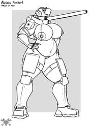 anthro areola barrel belly big_breasts breasts cannon female living_machine living_tank machine maus metalfoxxx nipples panzerkampfwagen_vii_maus pussy ranged_weapon slightly_chubby solo tank tankmorph vehicle weapon