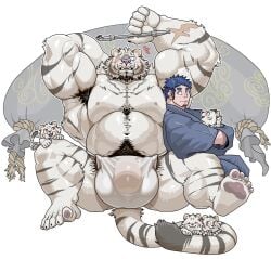 abs anthro arm_scar armpit_hair army_outfit army_uniform asian_clothing balls barazoku big_balls big_bulge big_muscles big_pecs big_penis body_hair boots bottomwear bulge carrying_another carrying_partner chan_kiti_chan chest_hair clothed clothing dog_tags east_asian_clothing eye_scar facial_scar family father_(lore) father_and_child_(lore) father_and_son_(lore) felid footwear fundoshi fundoshi_only fur gay_dads genitals group hairy heart_symbol holding_partner huge_balls huge_bulge huge_cock huge_muscles huge_pecs human human_on_anthro interspecies jacket japanese_clothing larger_anthro larger_male male male/male mammal military multicolored_body multicolored_fur muscular muscular_anthro muscular_male nipples pantherine pants parent_(lore) parent_and_child_(lore) parent_and_son_(lore) pattern_bottomwear pattern_clothing pattern_pants pecs penis pubes romantic romantic_couple scar shirt shoes size_difference smaller_anthro smaller_human smaller_male soldier son_(lore) striped_body striped_fur stripes tail tiger topless topless_male topwear trio underwear underwear_only uniform warrior white_body white_fur