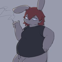 2018 clothed clothing lagomorph male_only mammal mixeeeel penis rabbit smoking