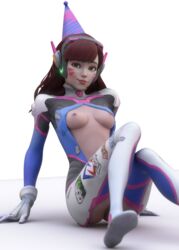 1girls 3d breasts brown_eyes brown_hair d.va female female_only overwatch solo transparent_background vyxor